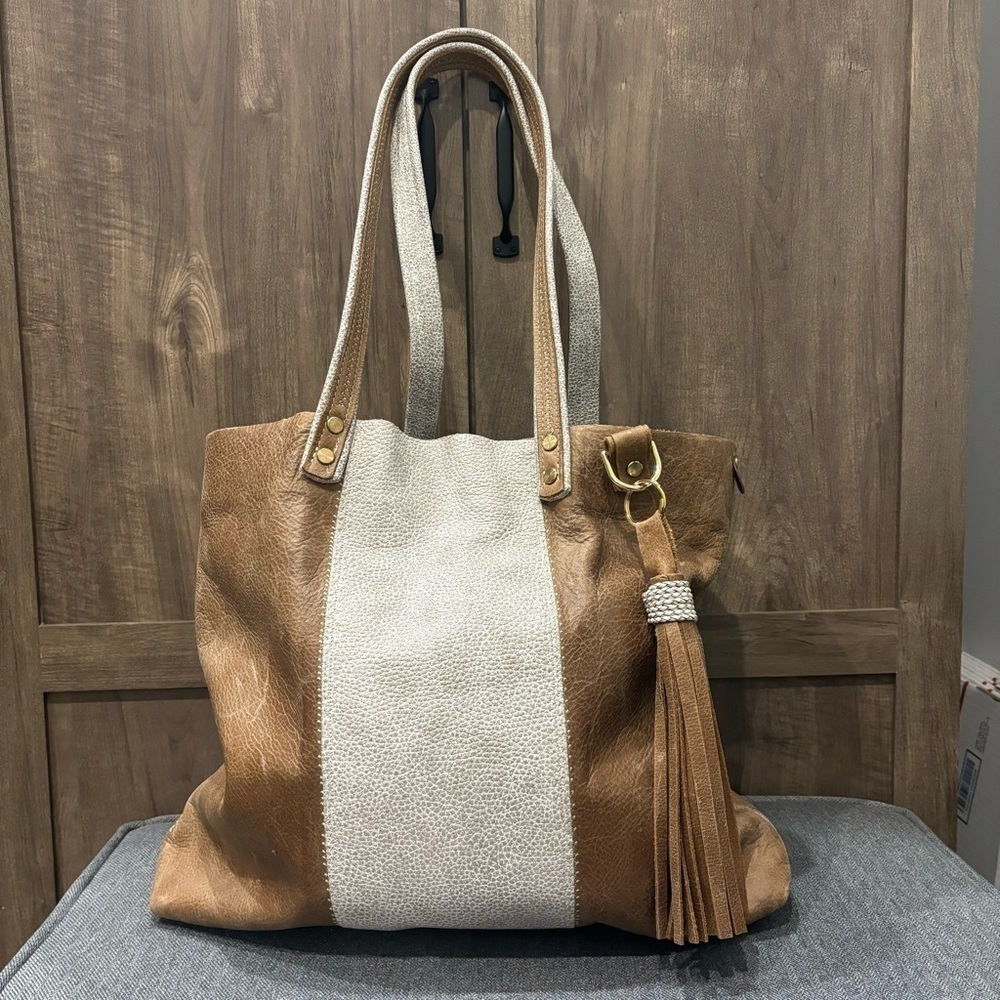Trulli Leather Tote Bag Fringe Tassel